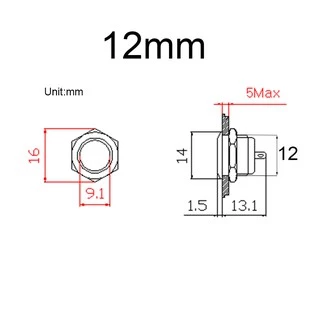 12 มม.16 มม.ไฟฟ้ากันน้ํา 12 V ไฟ Led Momentary สั้น Mini Push ปุ่มสวิทช์สวิทช์ความดัน 220 V 24 V