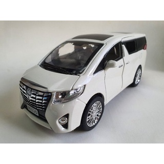 รถโมเดลเหล็ก Alphard สเกล 1:24 ยาว 20cm  เปิดประตู และ กระโปรงหน้าหลังได้ มีเสียงมีไฟ