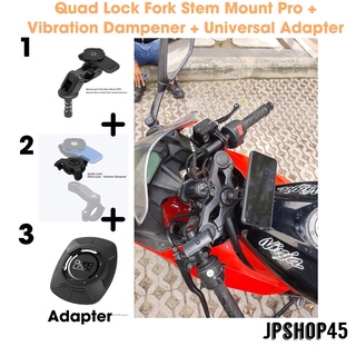 Quad Lock Motorcycle Fork Stem Mount Pro + Vibration Dampener +Universal Adapter