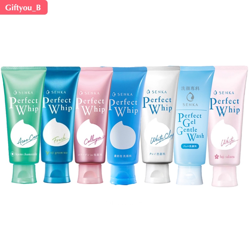 Senka Perfect Whip Foam /Senka White Clay/ Fresh/ Acnecare/ White 100-120g.  โฟมล้างหน้าเนื้อวิปครีม