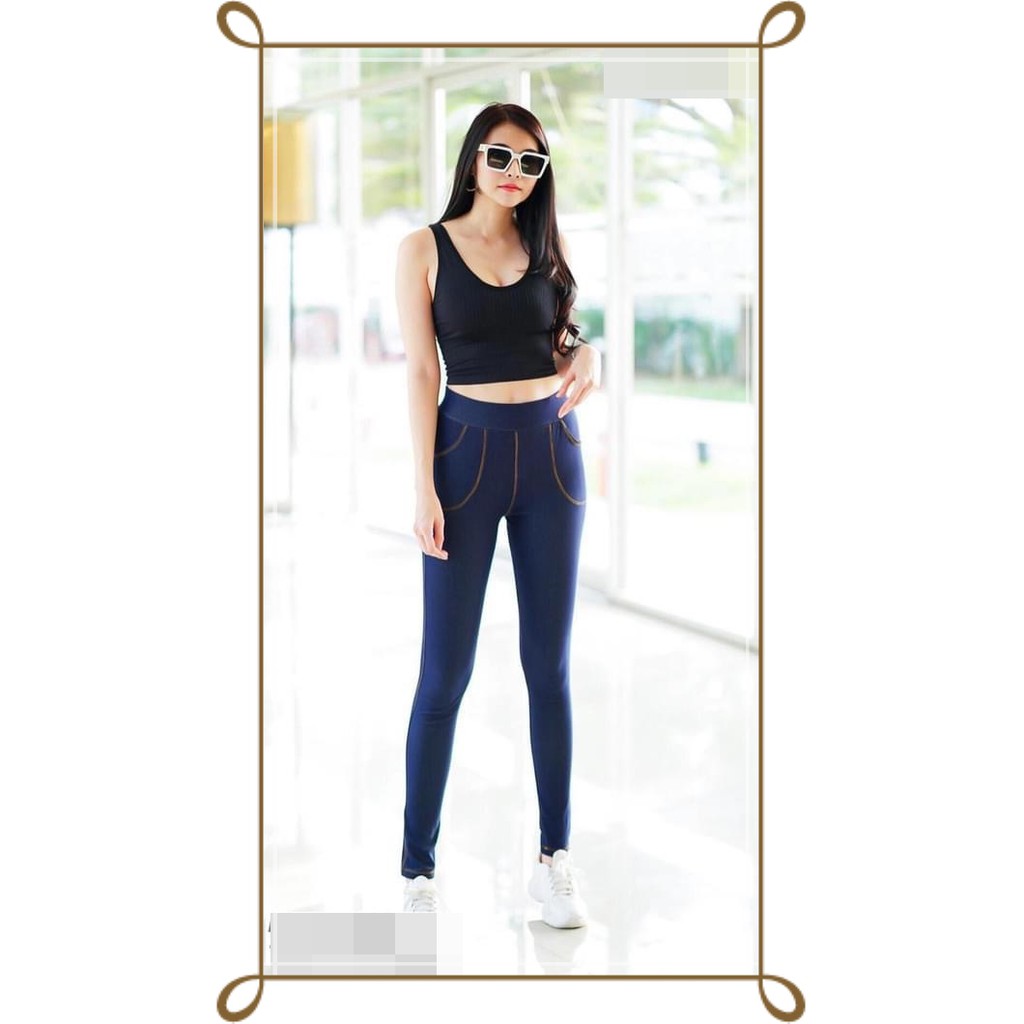 กางเกง เลกกิ้ง ยีนส์ ยืด ขายาว งานไทย ฟรีไซร์ ยืด 24 - 32 XXL ยืด 34 - 42 ดำ เทา น้ำตาล แดง ฟ้ากรม ขาว ม่วง เขียว