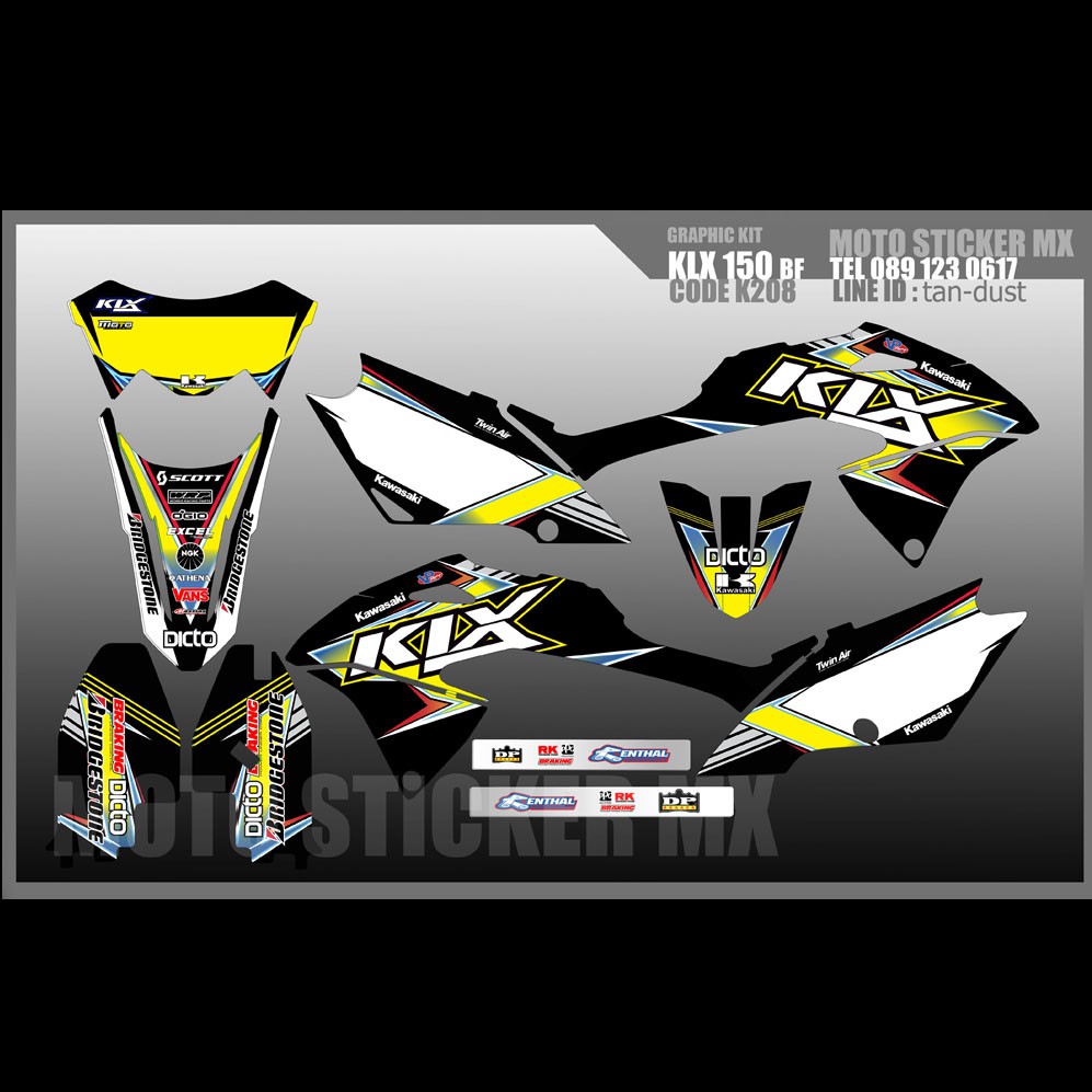 สติ๊กเกอร์ KLX150 bf kawasakiทั้งคัน Graphic kit สติ๊กเกอร์เคลือบเงา สุดคุ้ม