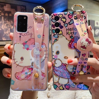 การ์ตูน น่ารัก รูปหัวใจ กิโมโน Hello Kitty สายรัดข้อมือ เคส Samsung Galaxy s8 s9 s10 plus lite + s20 s21 plus ultra fe s20fe note8 note9 note10 plus lite note 20 ultra case เยื่อหุ้มสมอง หญิง Unisex เคส