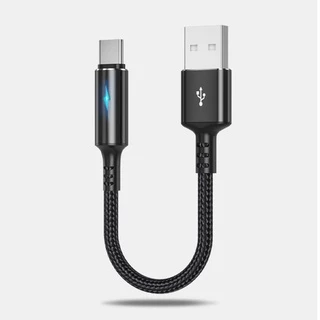 Ankndo สายชาร์จ USB Type C แบบสั้น 25 ซม. พร้อมไฟแสดงสถานะ สําหรับ Samsung Android 2.4A