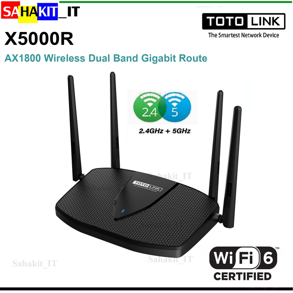 เราเตอร์ TOTOLINK AX1800 Wireless Dual Band Wi-Fi 6 Router (X5000R)