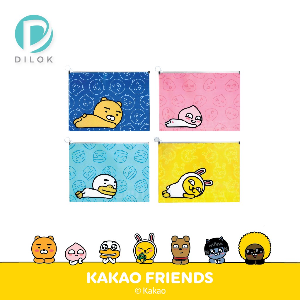 KAKAO FRIENDS ซองซิปขยายข้าง สำหรับเอกสาร ขนาด A4 ใส่เอกสารได้ง่าย ดีไซน์น่ารัก จัดเก็บสะดวก KK300