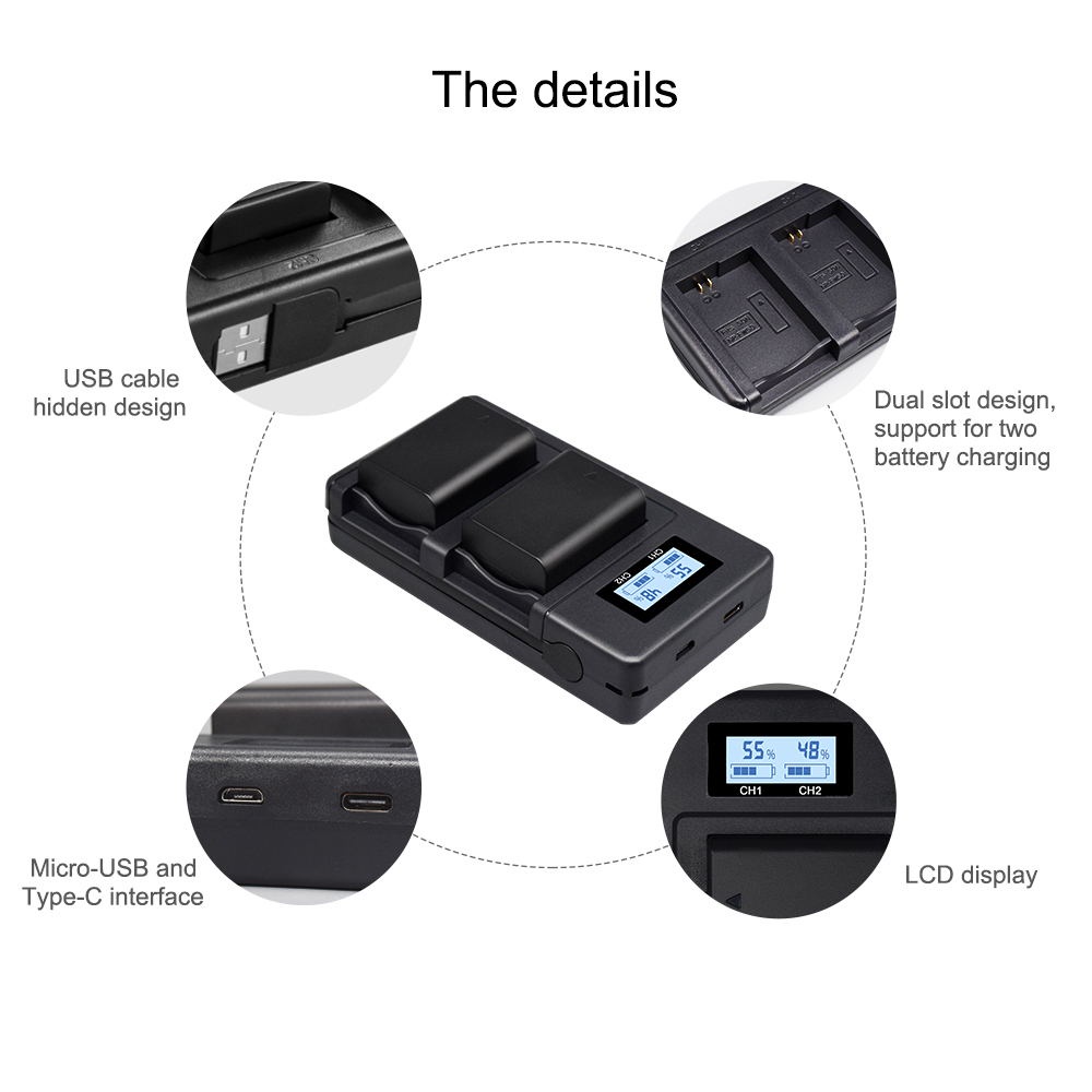 USB LCD Smart NP FW50 Camera Battery Charger for SONY Alpha A7 A7R A7S ...