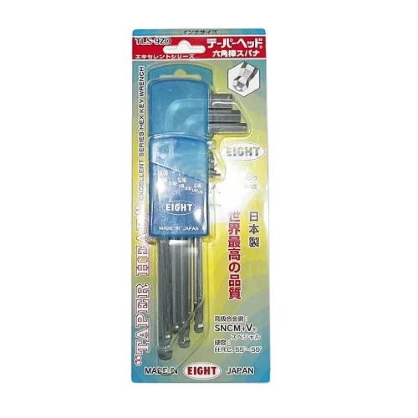 Eight ประแจหกเหลี่ยมหัวบอลเตเปอร์ตัวยาว ขนาด 1/16-3/8 นิ้ว รุ่นTLS-9ZD (ชุด9ตัว)