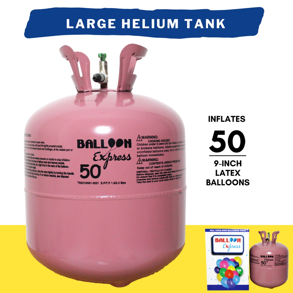 Balloon Time Standard Helium Tank Kit Includes Assorted Latex Balloons And White Ribbon