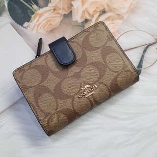 Coach Medium Corner Zip Wallet In Signature Canvas