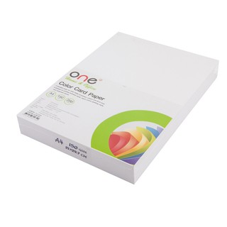 กระดาษการ์ดสี 150 แกรม สีขาว (แพ็ค200แผ่น) ONE 150 gram white card paper (200 sheets pack) ONE