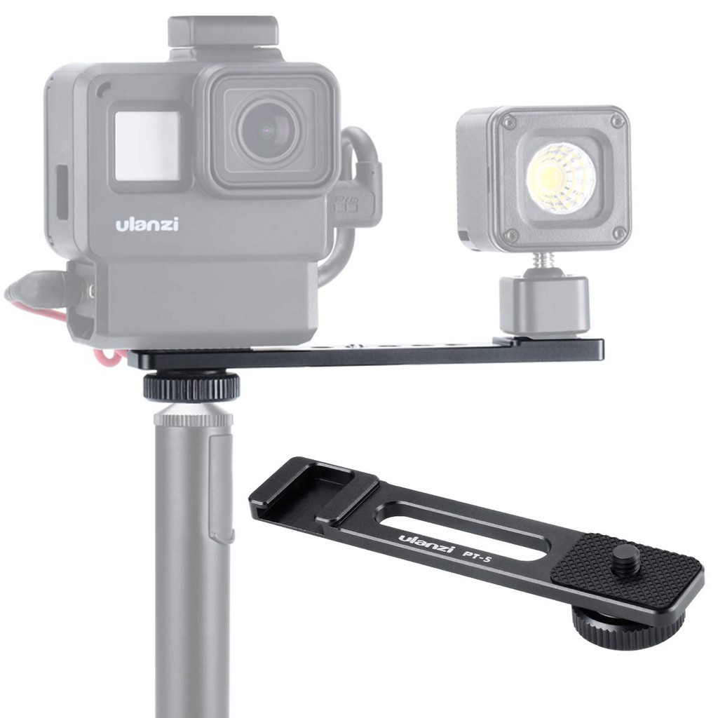 ULANZI PT-7 Cold Shoe Bracket Microphone Extension Plate with 1/4'' Tripod Holes for GoPro 7/6/5 Son