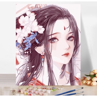 (สีกระปุก) DIY Paint by numbers ภาพระบายสีตามตัวเลข ไม่มีเฟรม