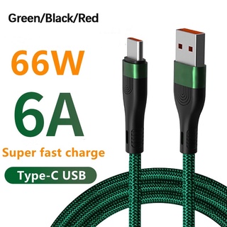 สายชาร์จเร็วมาก 6A 66W USB Type C 1 เมตร 2 เมตร พร้อมถ่ายโอนข้อมูล สําหรับโทรศัพท์มือถือ Huawei Xiaomi iPhone