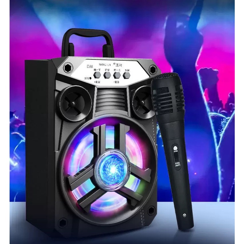 ลำโพง Bluetooth ไร้สาย, ซับวูฟเฟอร์ (รองรับไมโครโฟน, บลูทู ธ , USB, การ์ด TF, วิทยุ) ลำโพง Bluetooth พกพา, ไฟ LED สีสันส