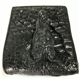 กระเป๋าสตางค์หนังจระเข้สีดำ  crocodile skin skull wallet
