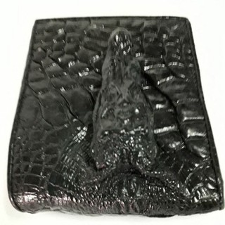 กระเป๋าสตางค์หนังจระเข้สีดำ  crocodile skin skull wallet