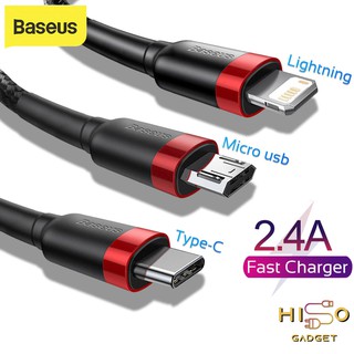 Baseus สายชาร์จเร็ว iPhone / Micro usb / Type-C ยาว1เมตร สายชาร์จคุณภาพสูงยาว สายชาร์จเร็ว สายถัก Fast Charge Data Cable