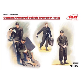 โมเดลฟิกเกอร์ทหาร ICM Model ขนาด 1/35 ICM-35614 German Armoured Vehicle Crew (1941-1942) (4 figures and cat)