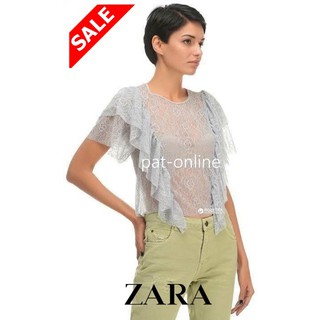 ✅✔️✔️ เสื้อลูกไม้ ZARA LACE TOP RUFFLES