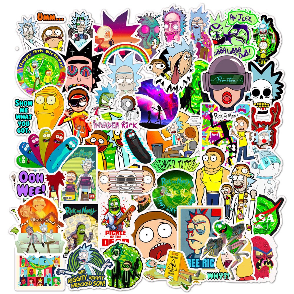พร้อมส่ง New R ick and M orty ริกและมอร์ตี้ sticker สติกเกอร์กันน้ำ 50ชิ้น USA ANIME