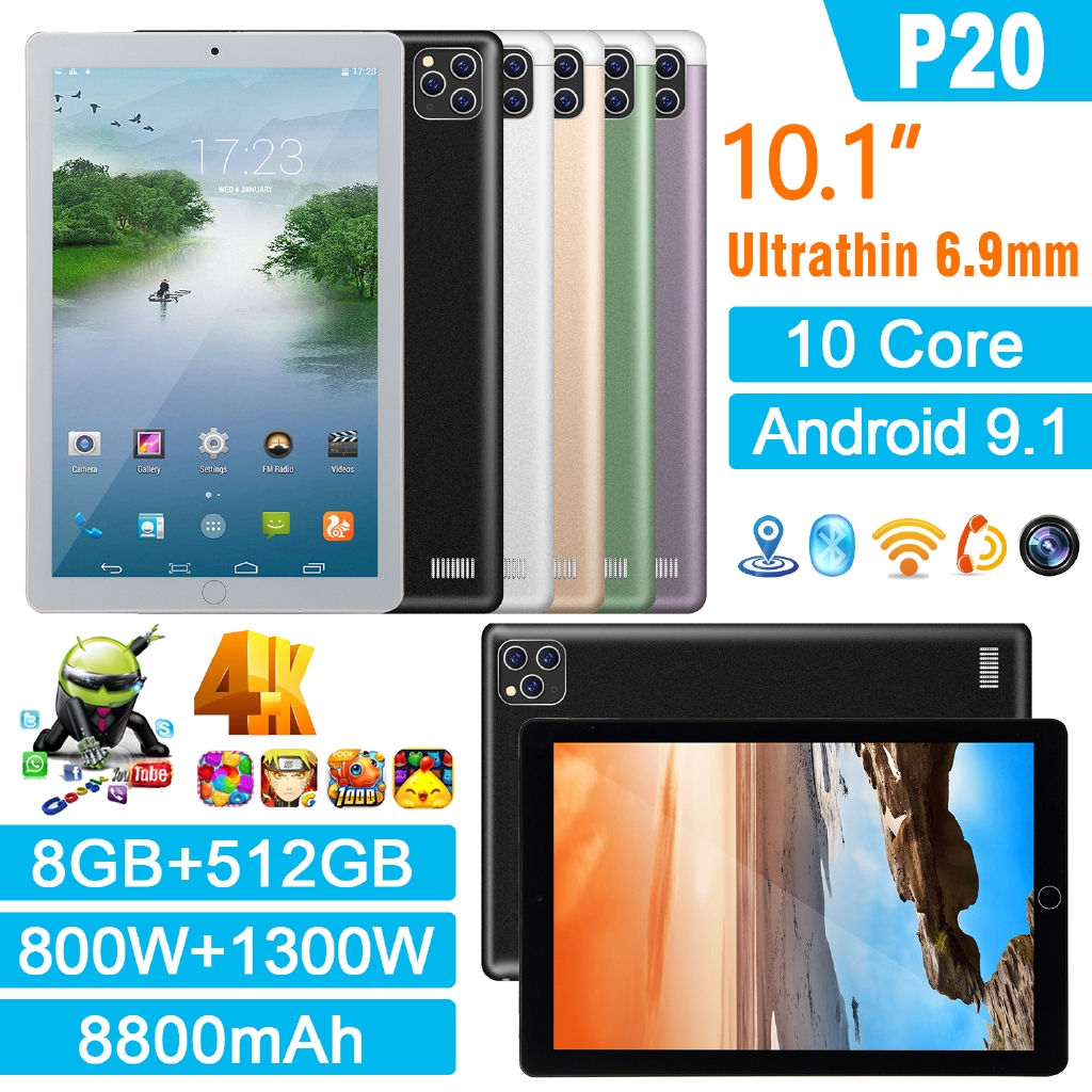 10.1 inch tablet 8+512GB Android ROM 9.1 Bluetooth PC 2sim and GPS ...