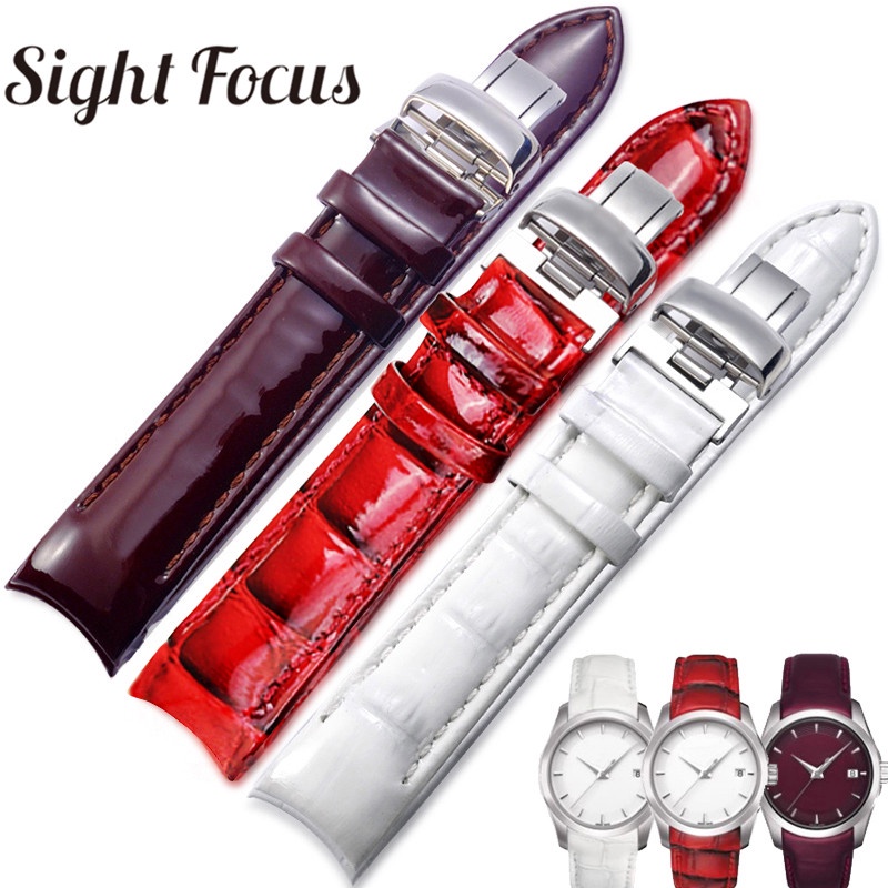 สายนาฬิกาข้อมือหนัง ปลายโค้ง 18 มม. สําหรับ Tissot T035 1853 Tissot Couturier T035210 207 สายนาฬิกาข