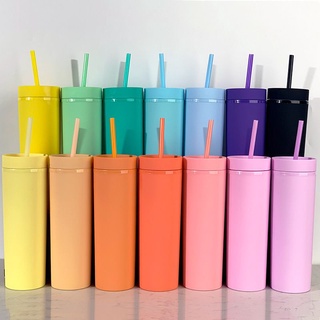 พร้อมส่ง แก้วน้ำสีสันสดใส skinny tumbler ปลอดสาร BPA