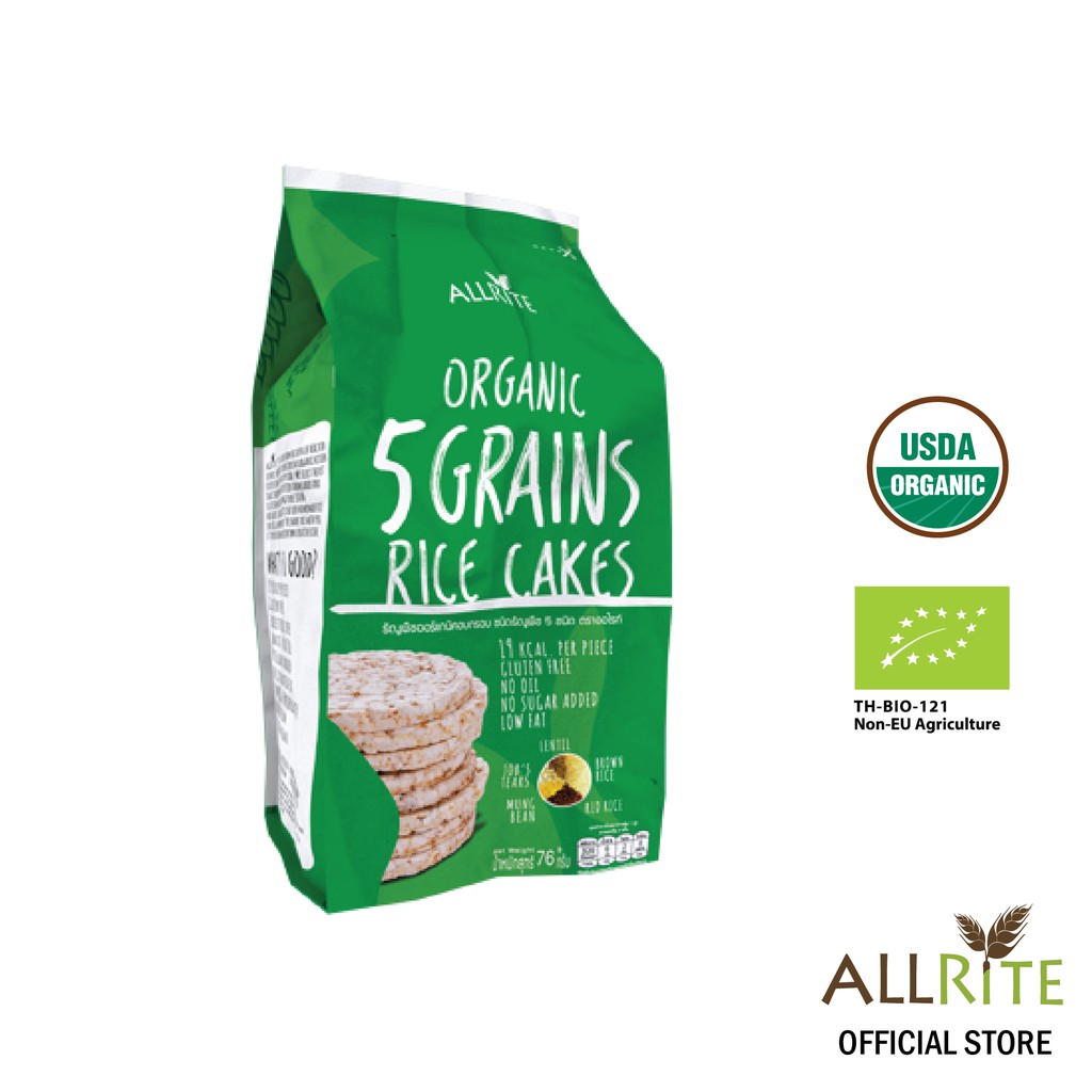 ALLRITE Organic 5 Grains ธัญพืชออร์แกนิคอบกรอบ ชนิดรวมธัญพืช 5ชนิด 80กรัม