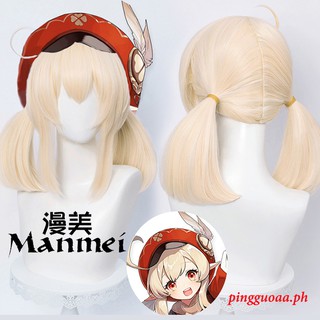 Manmei Genshin Impact Cosplay Klee 45cm Wig Golden Wig Cosplay Anime Cosplay Wigs Heat Resistant Synthetic Wigs Halloween for Girls