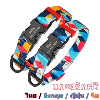 ปลอกคอสัตว์เลี้ยง ปรับขนาดได้ ตัวอักษรเลเซอร์ ป้องกันการสูญห…