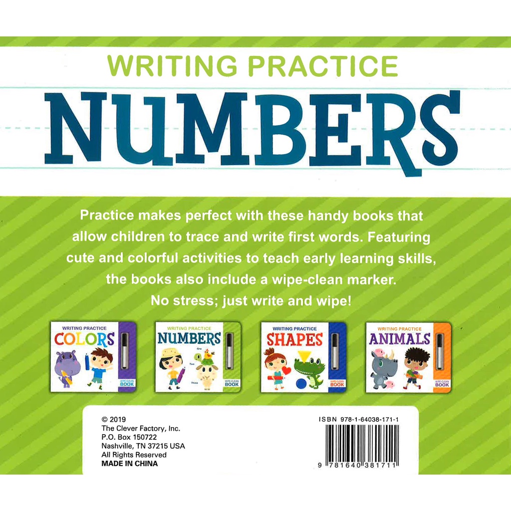 BBW หนังสือ Writing Practice: Numbers Wipe – Clean Book ISBN: 9781640381711 ราคา ถูกที่สุด ดีลบีเคเค แกลเลอรีภาพที่ 2