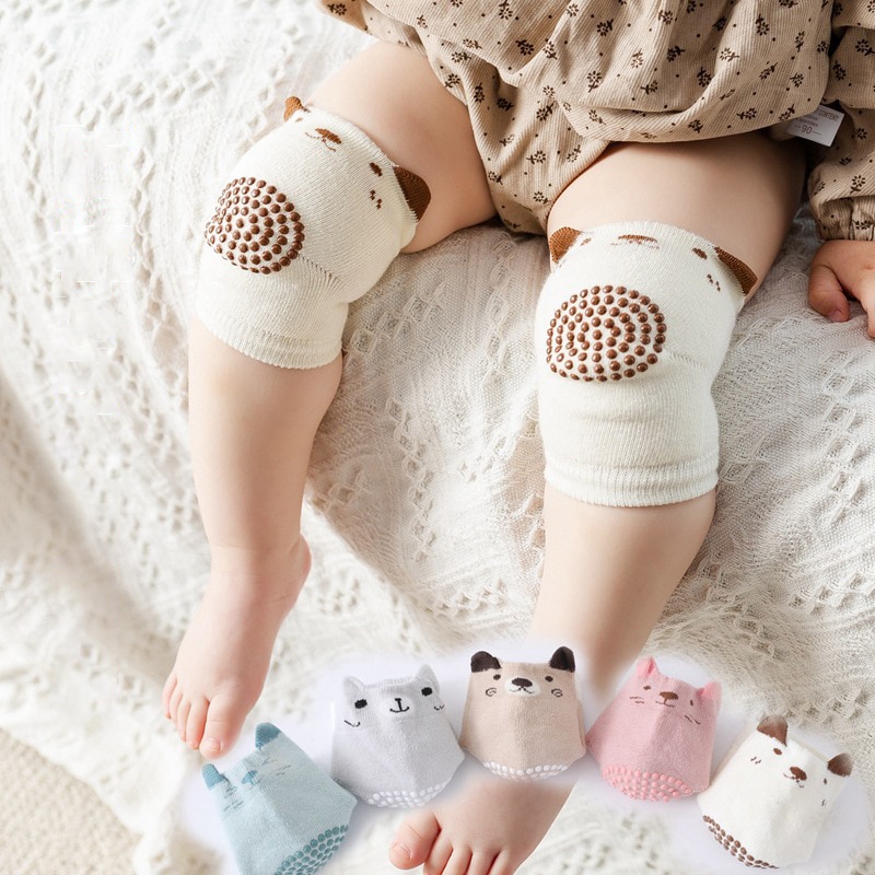 ปลอกสวมหุ้มหัวเข่า ผ้าฝ้ายนุ่ม ยืดหยุ่น กันลื่น สําหรับเด็กทารกแรกเกิด คลาน ข้อศอก