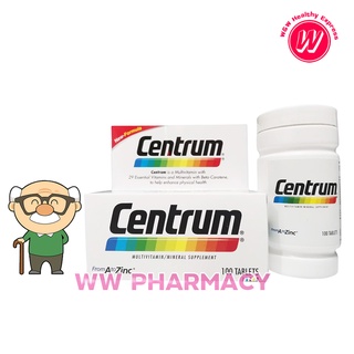 Centrum multivitamin 100 tab - เซนทรัม วิตามินรวมผสมเกลือแร่ 29 ชนิด วิตามินบำรุงร่างกาย อาหารเสริมบำรุงร่างกาย 100 เม็ด