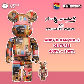 [‼️ของแท้, พร้อมส่ง‼️] 400%+100% Bearbrick Andy Warhol x Jean Michel Ver.2  [Dentures]