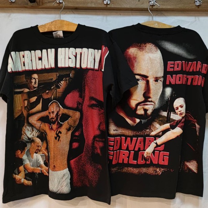Vintage 90s American History X movie  edward norton เสื้อหนังในตำนาน ผ้า100 เดือดๆ