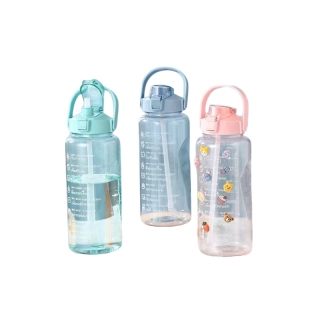 สินค้าพร้อมส่ง (ฟรีสติ๊กเกอร์)2L ลิตรกระบอกน้ำดื่ม มีสเกลเวลาบอกเวลาดื่มน้ำ ขวดน้ำพกพา กระติกน้ำขนาดใหญ่ Water Bottle