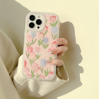 เคสซิลิโคนนิ่ม ลายดอกทิวลิป สําหรับ iPhone 15 Pro Max 15 Plus 14Pro 14ProMax 11 12 13 Pro Max mini X XS Max XR 7 8 Plus SE