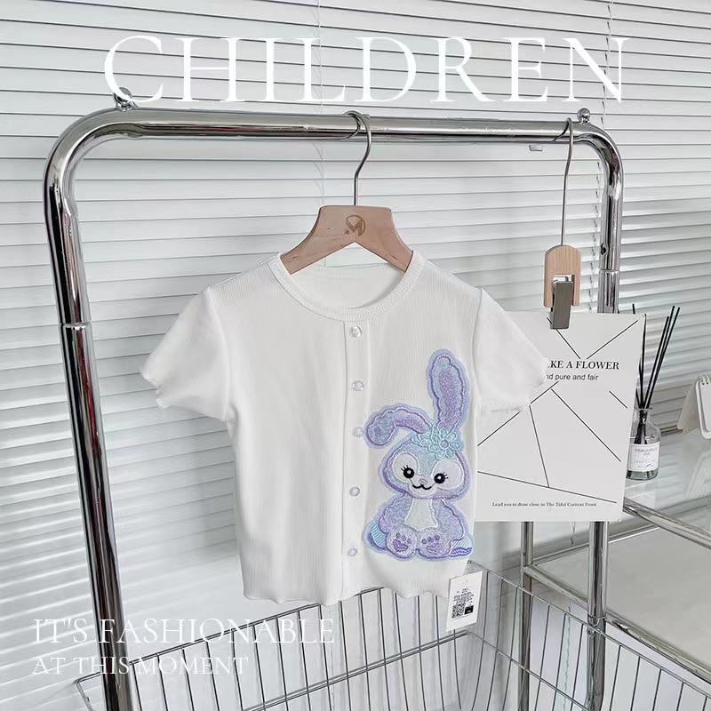 nana พร้อมส่ง 2220226 เสื้อแขนสั้นสำหรับเด็กผูหญิง ลายกระต่าย สไตล์เกาหลี
