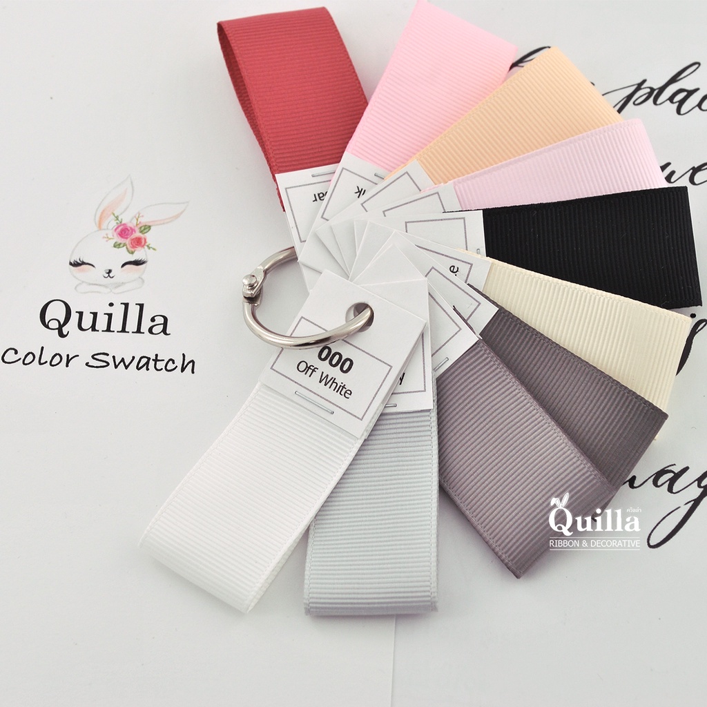 ตัวอย่างริบบิ้นกรอสเกรน **ราคา1ชิ้น/1สี** (10ชิ้นแถมห่วงคล้อง)