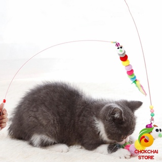 Chokchaistore ไม้ตกของเล่นน้องแมว ""รูปตัวหนอน"""Funny cat