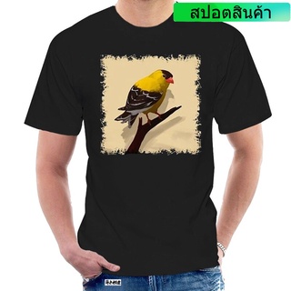 เสื้อยืด พิมพ์ลาย Goldfinch Bird On Tree Limb S Novelty พลัสไซซ์ สําหรับผู้ชาย