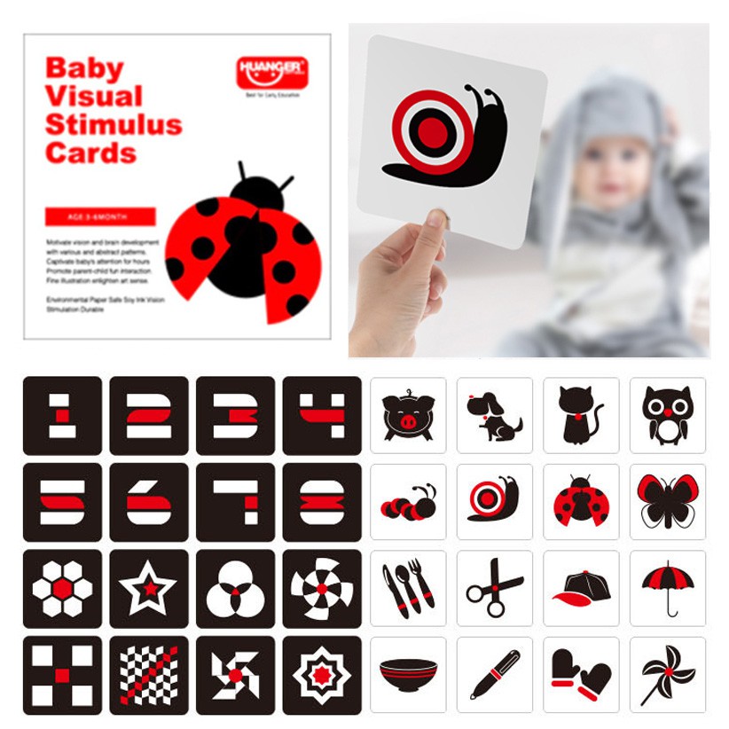 Smart kiddy shop แฟลชการ์ด Flash Cards ขาวดำแดง กระตุ้นสมองซีกขวา พัฒนาการด้านสายตา ( ของเล่นเสริมพัฒนาการ สำหรับเด็ก )