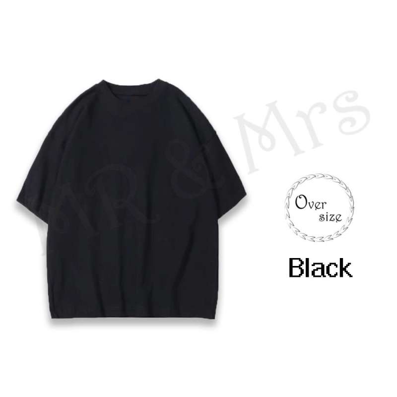 เสื้อยืดโอเวอร์ไซส์สีพื้นคอกลม ทรง Oversize สไตล์ Hiphop แฟชั่นลำลอง สตรีท Street look (สีดำ) mrmes_shopp