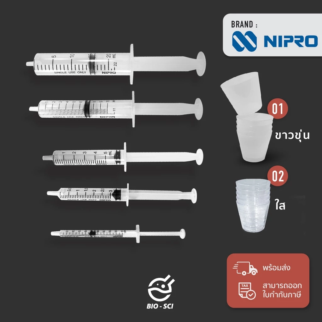 Syringe (5 ชิ้น/แพ็ค) กระบอกฉีดยา/ ถ้วยยาน้ำ ⚠️รบกวนอ่านรายละเอียดก่อนสั่งสินค้า⚠️