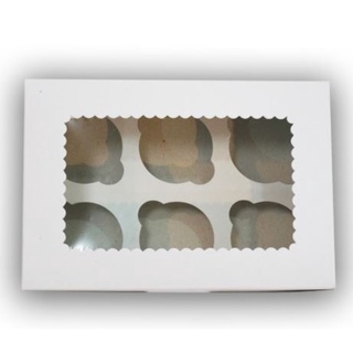 (50ใบ) กล่องคัพเค้ก 6 หลุม ขนาด 17 x 24 x 8.5 cm ** (เฉพาะกล่อง)_INH100