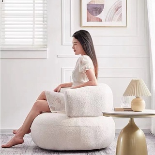 Homemark Sofa โซฟาห้องนั่งเล่น โซดามินิมอล นอร์ดิก สีออฟไวท์ ขนนุ่ม Light luxury sofa chair