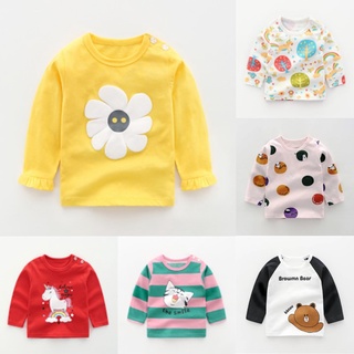 เสื้อเด็ก เสื้อแขนสั้น แขนยาว เสื้อเด็กผู้ชาย เสื้อเด็กผู้หญิง 73 90 100 110 ซม ฤดูร้อนสําหรับเด็ก ยูนิคอร์น เด็ก