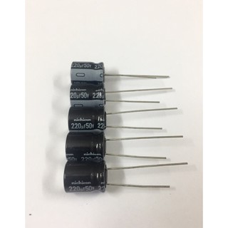 5ตัว 220UF 50V 105’c ขนาด10x12 mm. ยี่ห้อ Nichicon คาปาซิเตอร์ Capacitor ตัวเก็บประจุ ใหม่แท้คุณภาพเต็ม100%