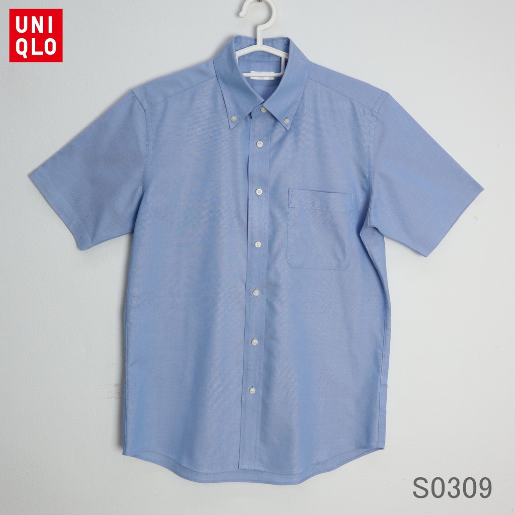 S0309 เสื้อเชิ้ตแขนสั้น ผ้าคอตตอน แบรนด์ UNIQLO